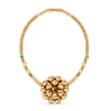 Bloom Éblouissant 22K gold flower necklace with sculptural pendant on microball chain
Close-up of Bloom Éblouissant polished 22K gold floral pendant necklace
Bloom Éblouissant necklace in 22K gold with White Sapphire detail
Handcrafted 22K gold microball chain necklace with layered flower pendant